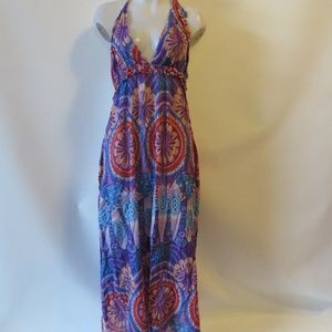 ILILANGA FLORAL OPEN BACK HALTER TOP MAXI DRESS OS